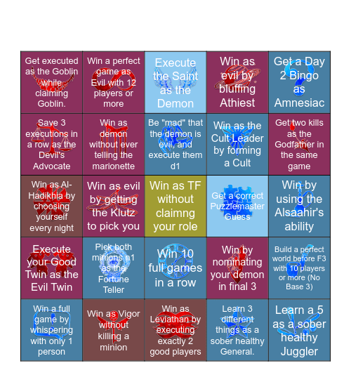 Bingo on the Clocktower Bingo Card