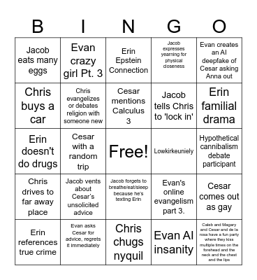 Funny Card Bingo Card
