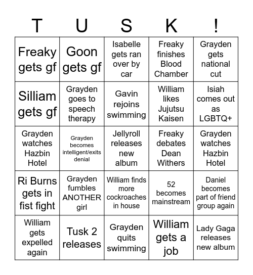 2026 Bingo Card Bingo Card