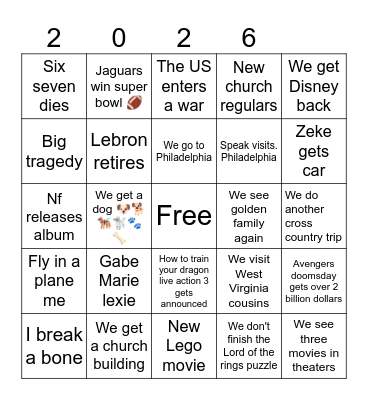 2026 bingo Card