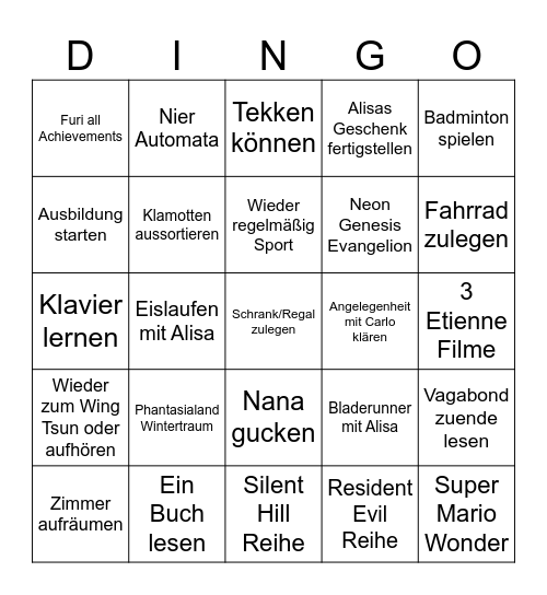 2026 Dingo Bingo Card