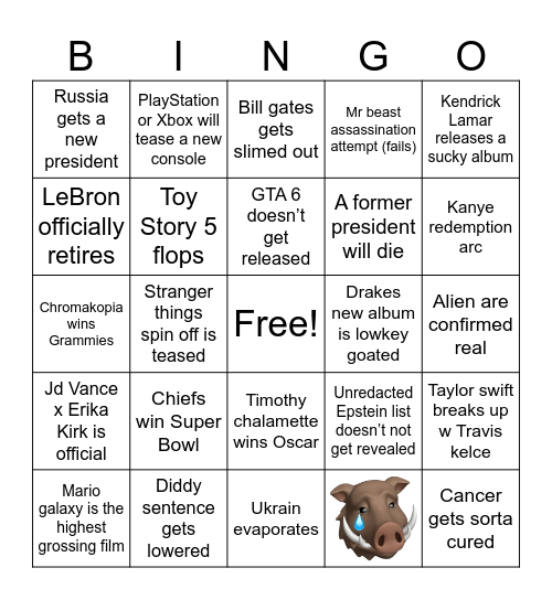 2026 bingo Card