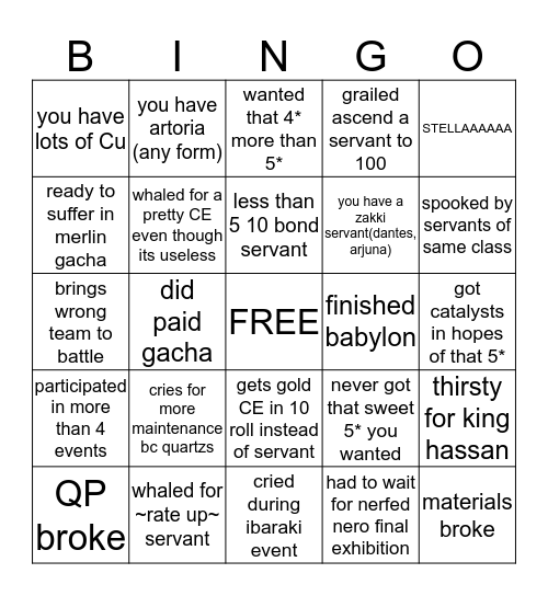 FGO BINGO Card