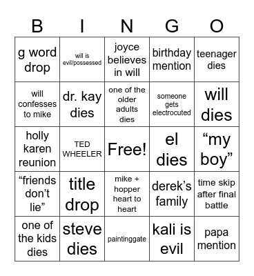 st5 finale Bingo Card