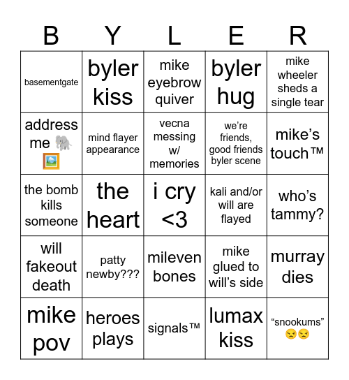 stranger things finale 🕯️🕯️🕯️ Bingo Card