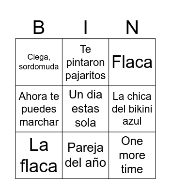 Bingo Musical Bingo Card