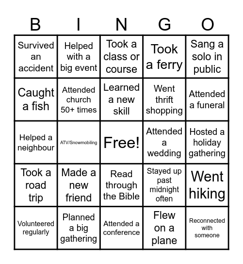 New Years Eve 2025 Bingo Card