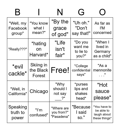 Mama Bingo Card