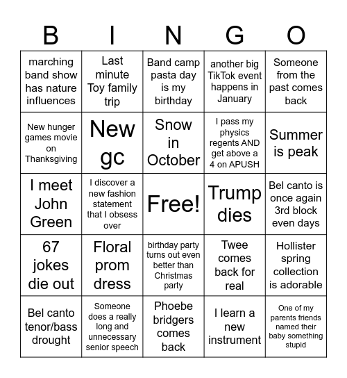 2026 Bingo Card