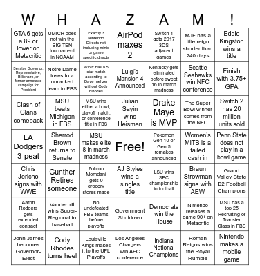 Whazam! 2026 Bingo Card