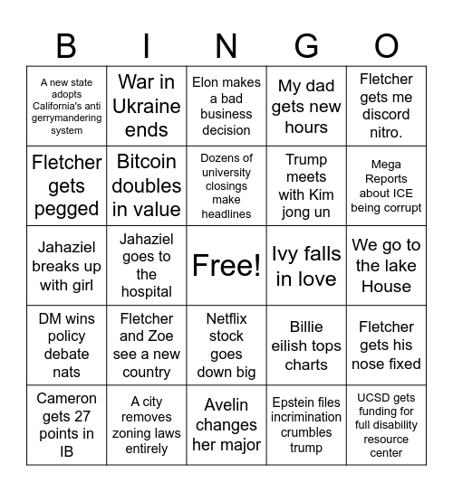 2026 Bingo Card
