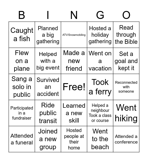 New Years 2025 Bingo Card