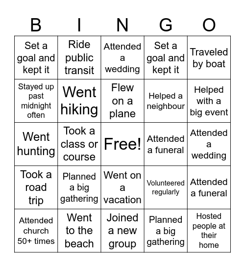 New Years 2025 Bingo Card