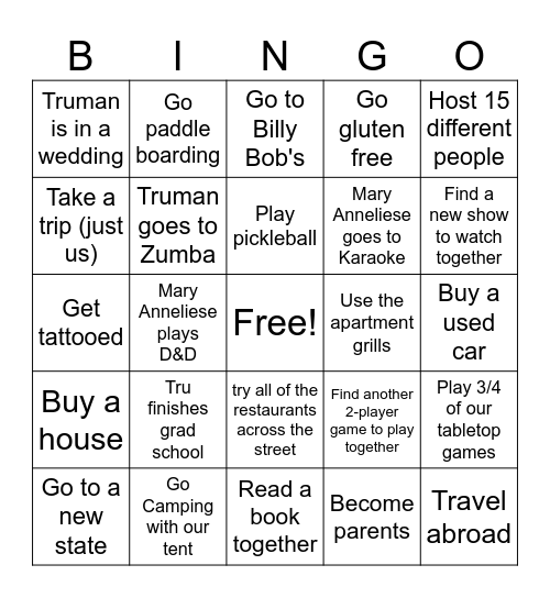 Tru & MA 2026 BINGO Card Bingo Card