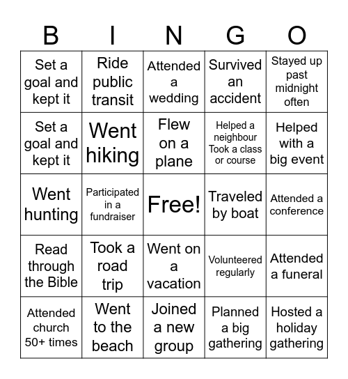 New Years 2025 Bingo Card