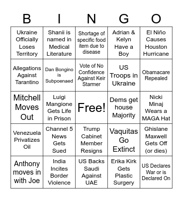 2026 Bingo Card