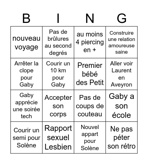 Bingo 2026 Soso & Gab Bingo Card