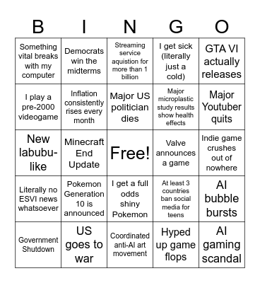 2026 Bingo Card