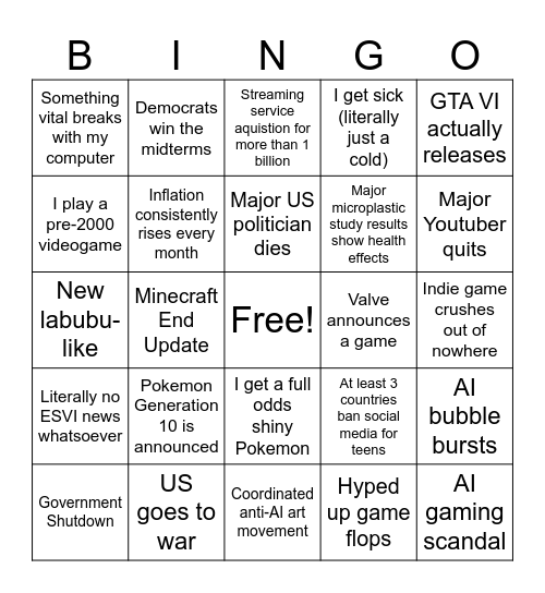 2026 Bingo Card