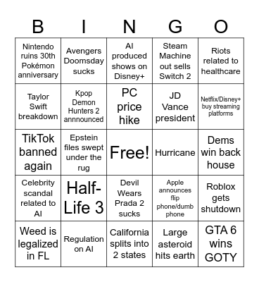 2026 Bingo Card