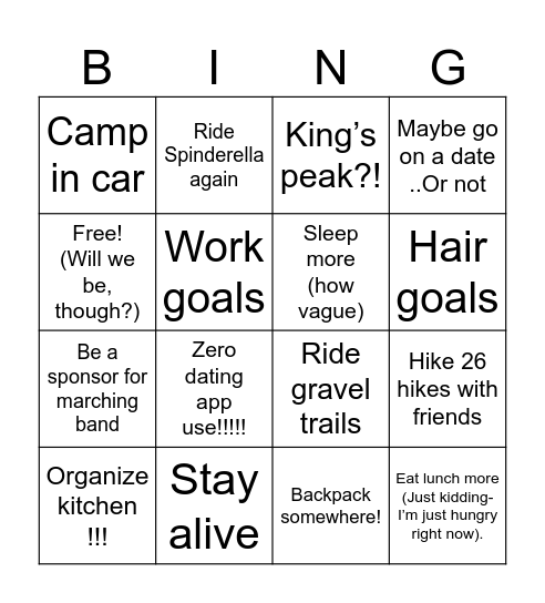 2026 Bingo Card