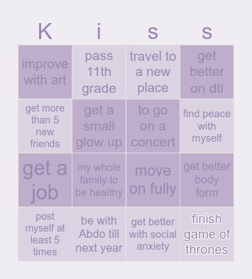 2026 goals/ wishes Bingo Card