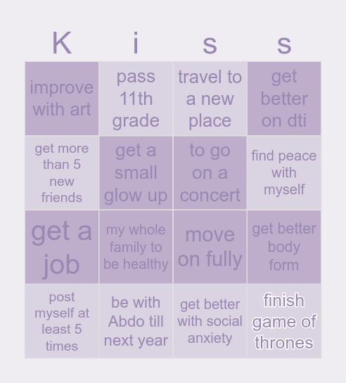 2026 goals/ wishes Bingo Card