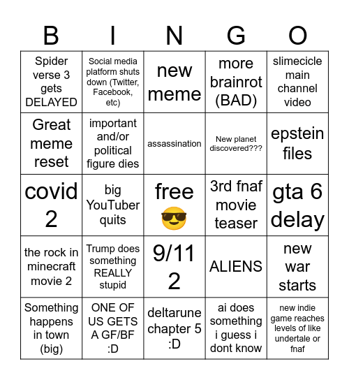 2026 bingo card Bingo Card