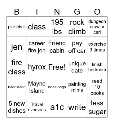 2026 Bingo Card