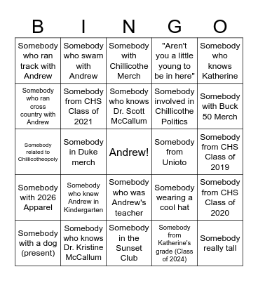 Chillicothe NYE 2025 Bingo Card