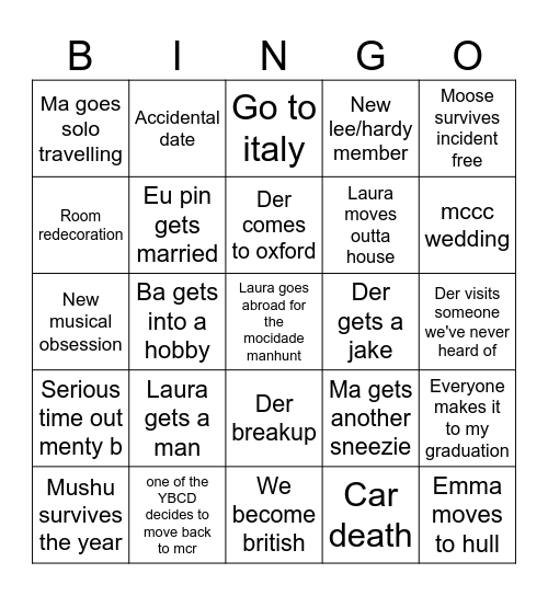 2026 LEE BINGO Card