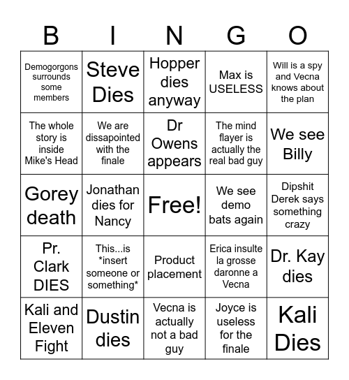 ST5 - FINALE WITH GF Bingo Card