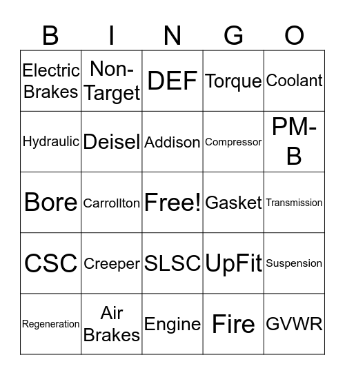 Centerra Bingo Card