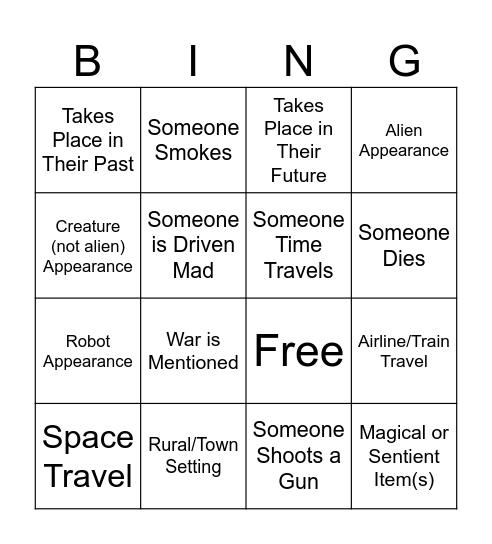 Twilight Zone Bingo Card
