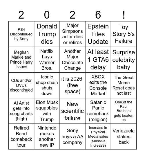 bing-oh no. Bingo Card