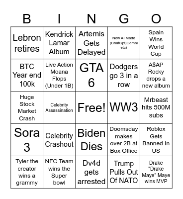 2026 BINGO Card