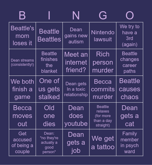 2026 Bug n' Bean's Bets Bingo Card