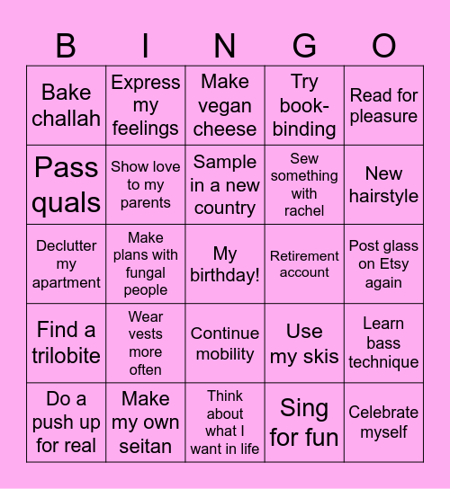 Aspirations 2026 Bingo Card
