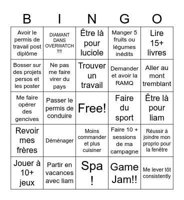 Résolutions 2026 Bingo Card
