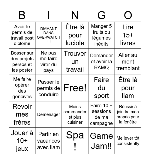 Résolutions 2026 Bingo Card
