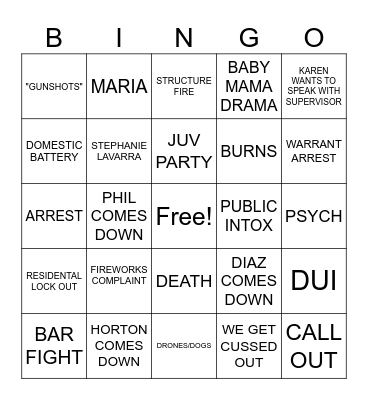 SEECOM NEW YEARS EVE Bingo Card