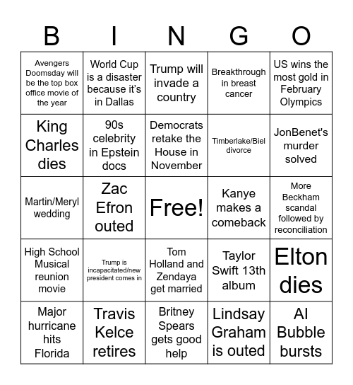The 7/9 2026 Bingo Card Bingo Card
