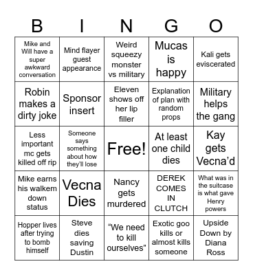 ST Finale Bingo Card
