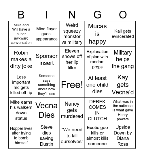 ST Finale Bingo Card