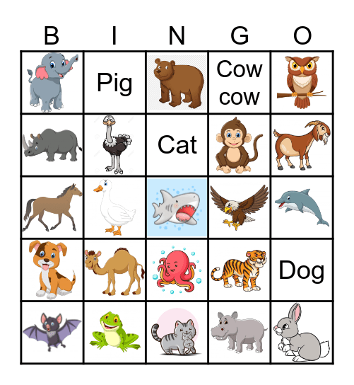 Animal Bingo Card