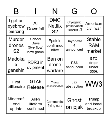 2026 Bingo Card