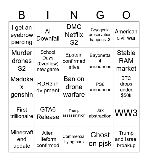 2026 Bingo Card