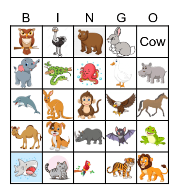 Animal Bingo Card