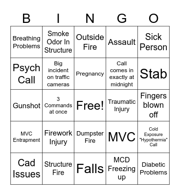 New Years Bingo Card
