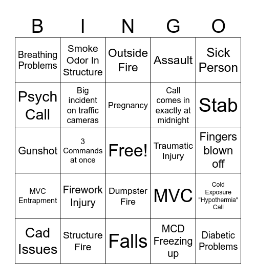 New Years Bingo Card